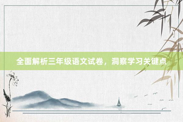 全面解析三年级语文试卷，洞察学习关键点